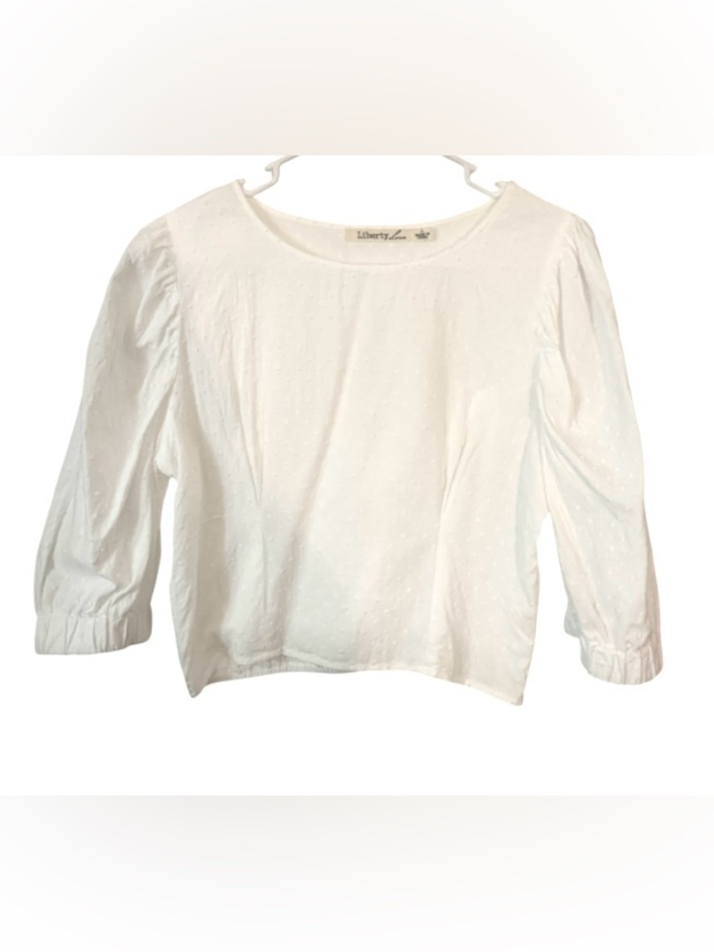Liberty Love White Textured Dot Long-Sleeve Top